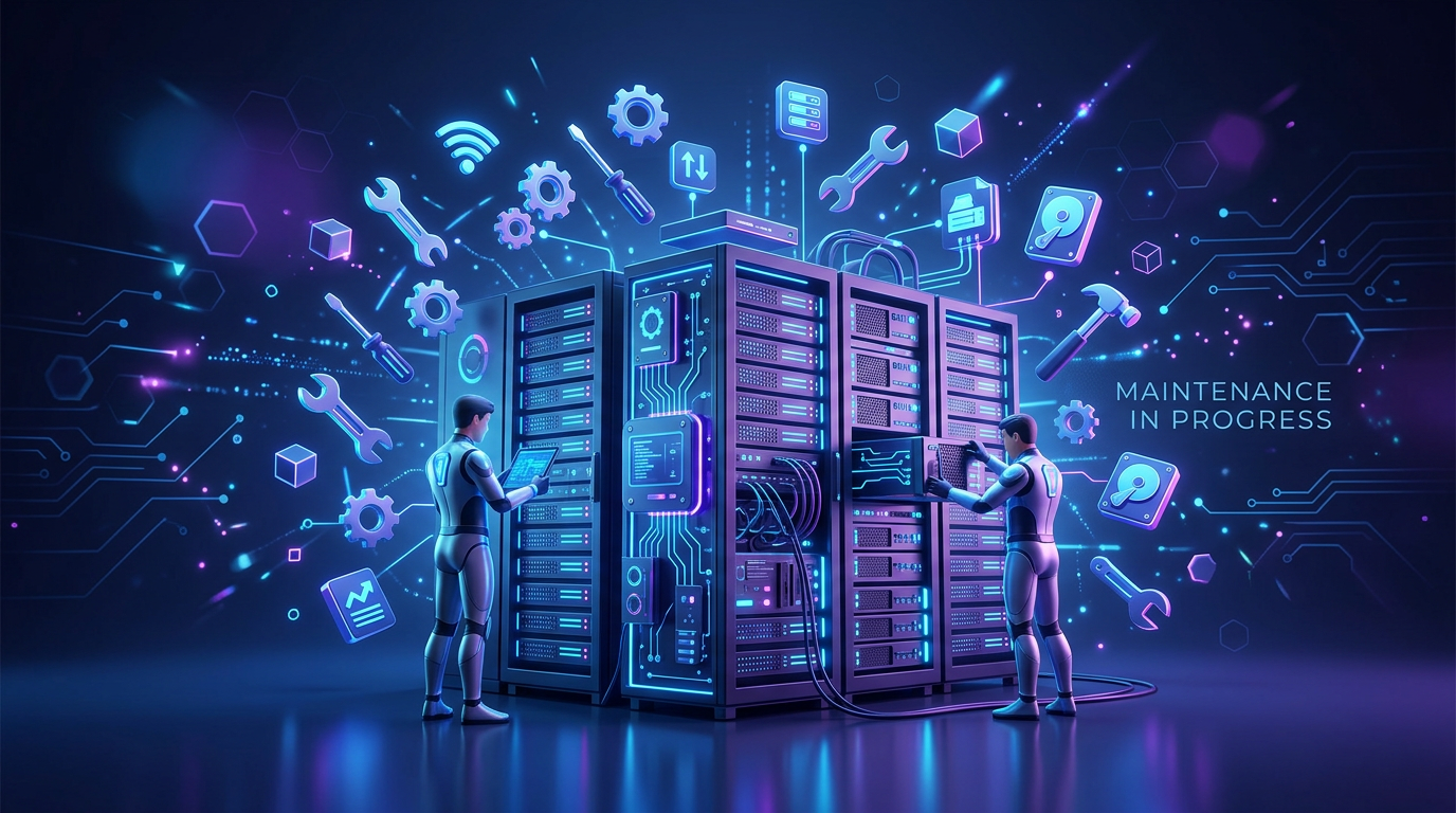 T&W Stack maintenance illustration - servers being upgraded